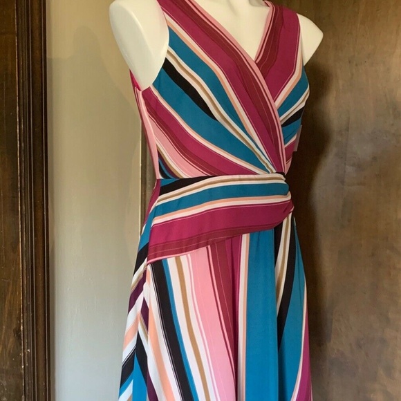 Roz & Ali Dressbarn  pink, blue stripe DRESS. Misses Size 2. NWT! - Picture 1 of 5